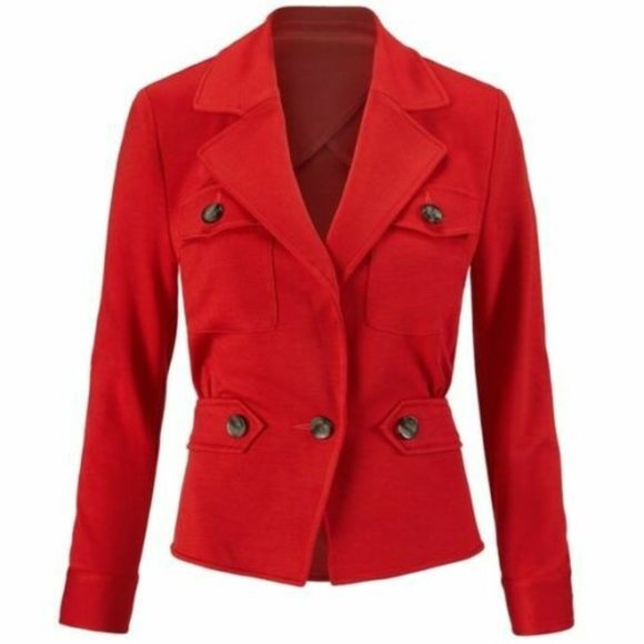 CAbi The Little Red Blazer Jacket Crimson HW9897 - Picture 2 of 10